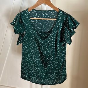 Green polka dots blouse with no brand